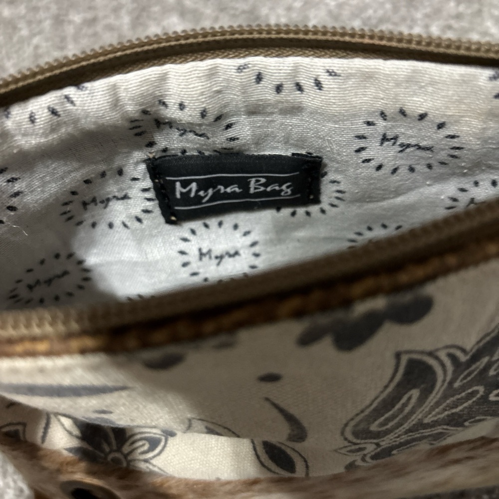 Myra Bag Floral Wristlet in Cream and Brown